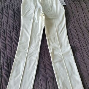 NWT Nina Leonard Tummy Smoothing Waist Pull-on  Pants in White, Size Petite XS